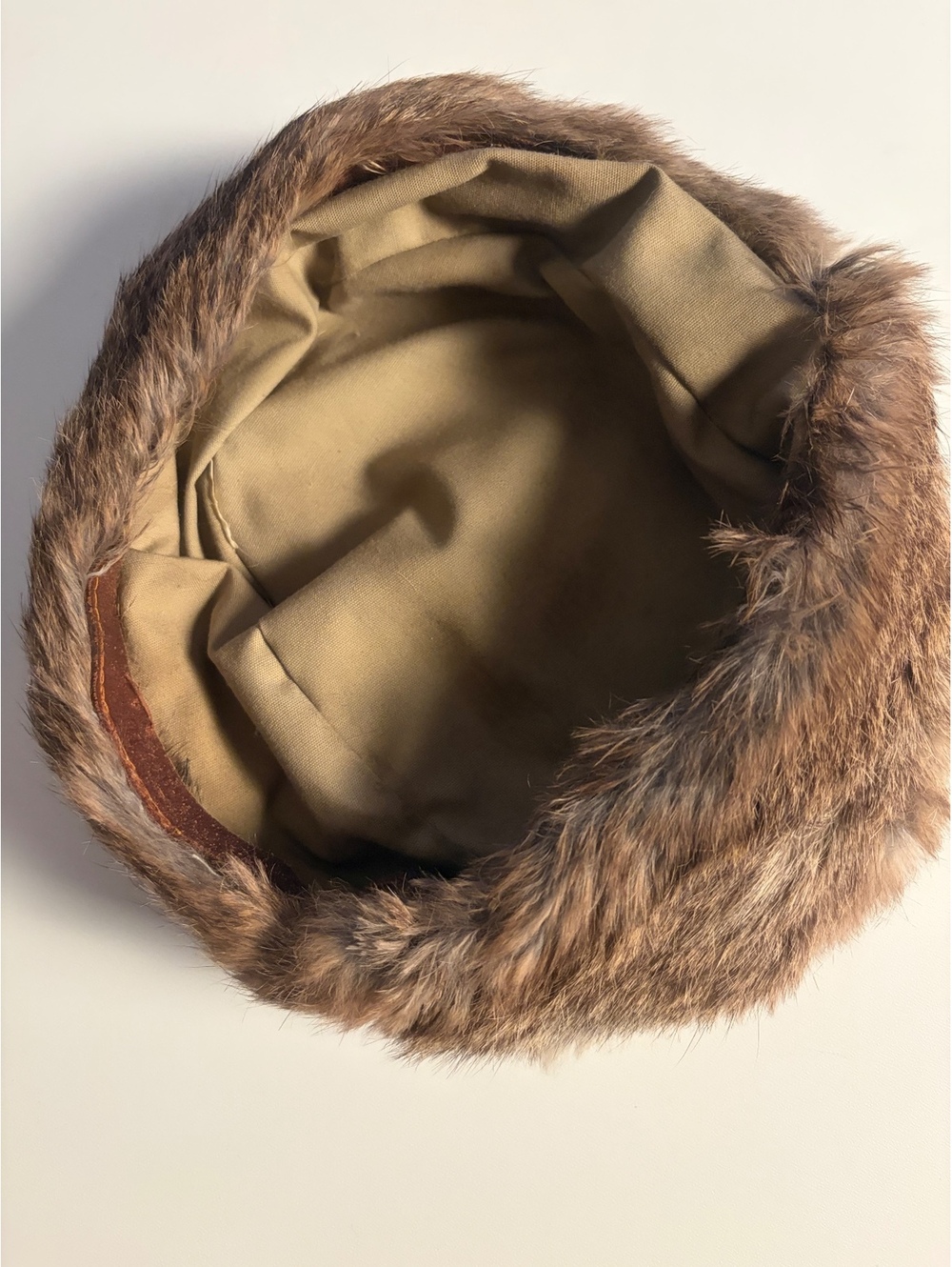Vintage real Fur Brown Hat with Lined Interior